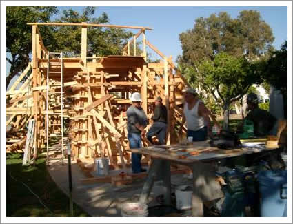 Construction of the forms for the Vietnam Memorial Wal in Coronado, California